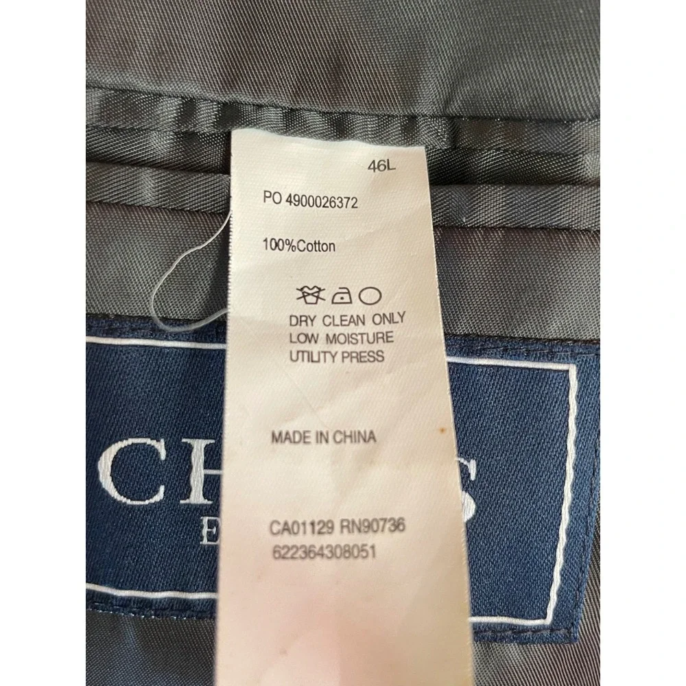 Chaps Mens Blazer 46L Sport Coat Grey Corduroy Herringbone Texture Preppy